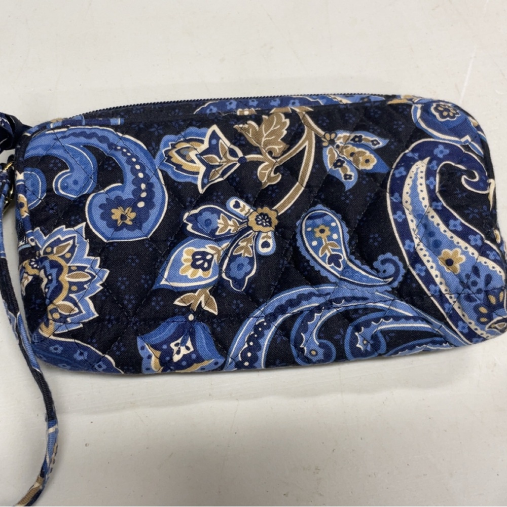 Vera Bradley Navy and Gold Paisley Wristlet
